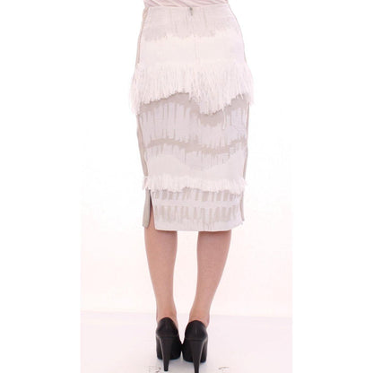 Arzu Kaprol White Acrylic Straight Pencil Skirt Arzu Kaprol