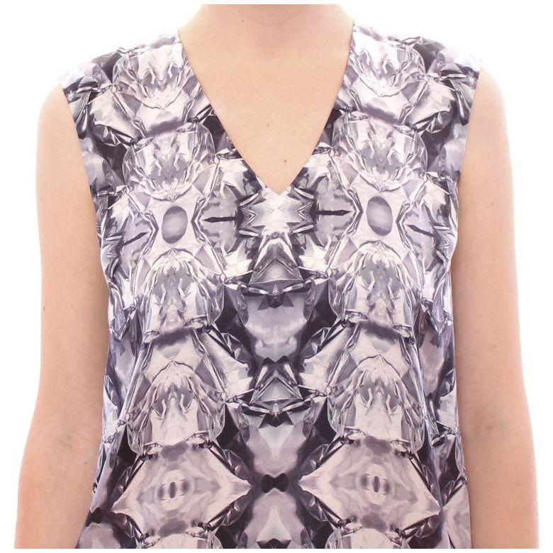 Arzu Kaprol Gray Blue Silk Sleeveless Top Shirt Blouse Arzu Kaprol