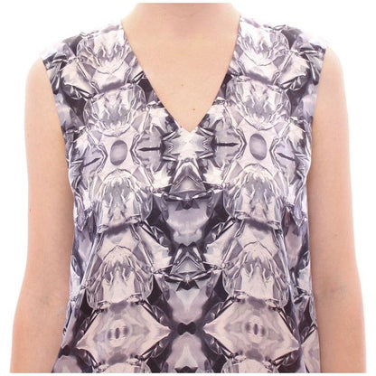 Arzu Kaprol Gray Blue Silk Sleeveless Top Shirt Blouse Arzu Kaprol