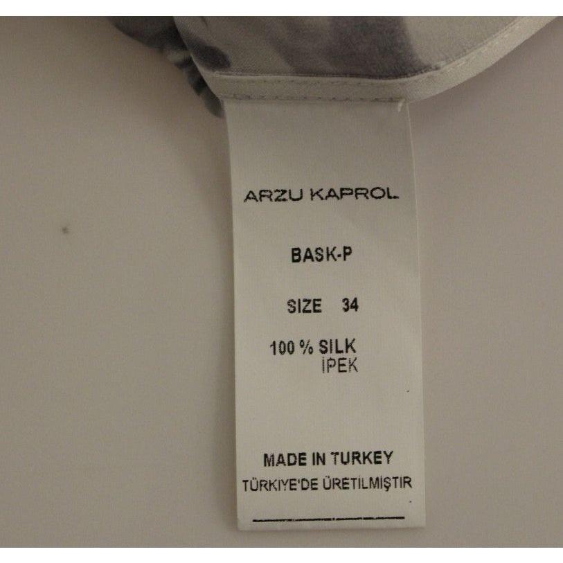 Arzu Kaprol Gray Blue Silk Sleeveless Top Shirt Blouse Arzu Kaprol