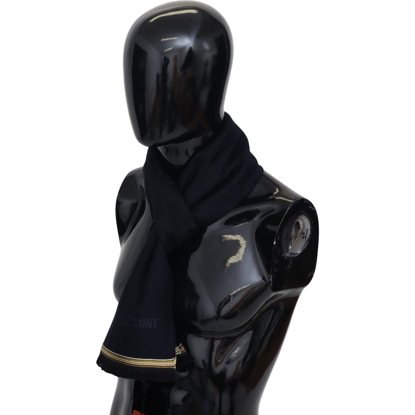 Missoni Black 100% Wool Unisex Neck Wrap Fringes Scarf Missoni