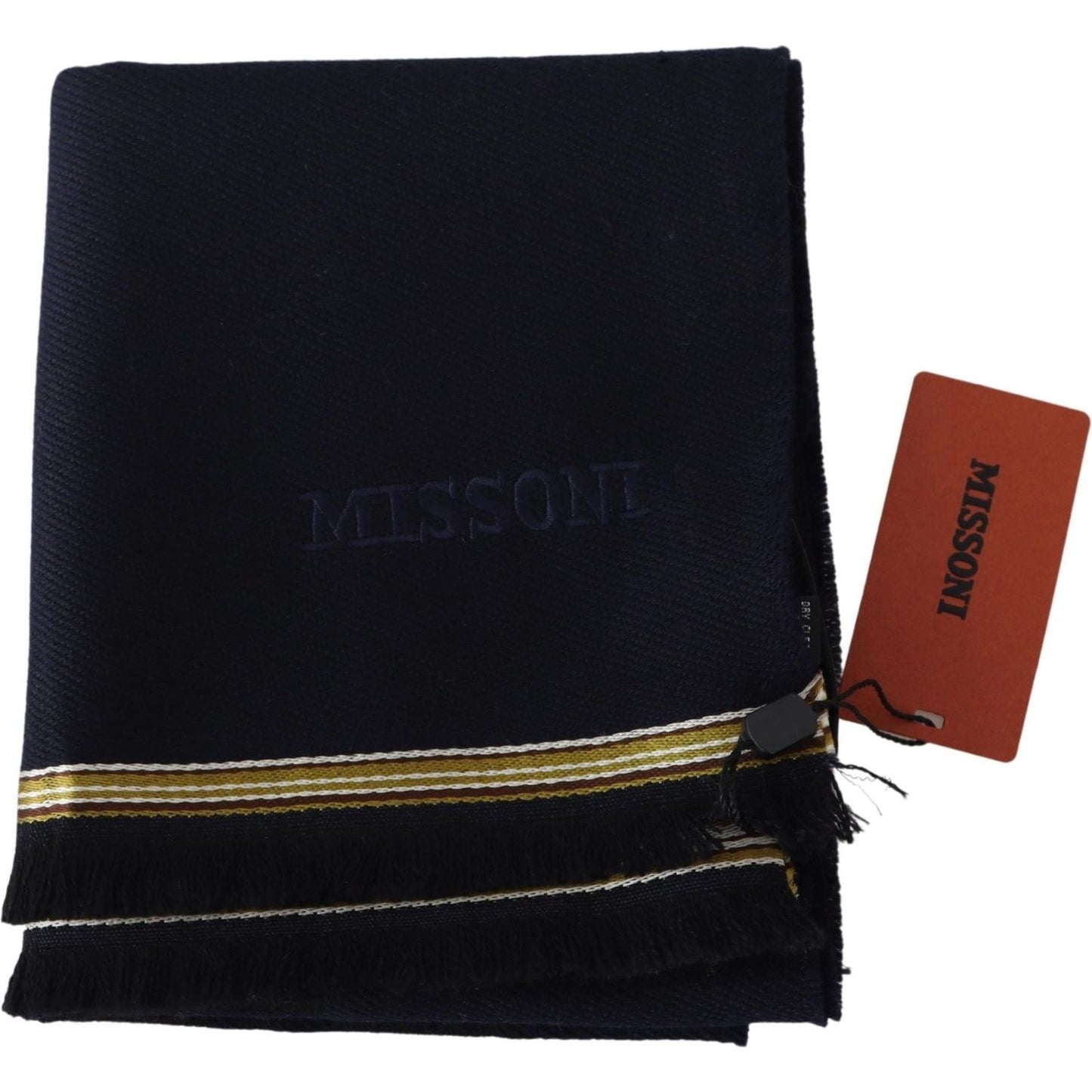 Missoni Black 100% Wool Unisex Neck Wrap Fringes Scarf Missoni