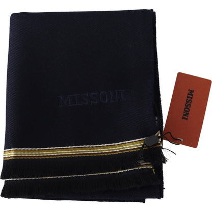 Missoni Black 100% Wool Unisex Neck Wrap Fringes Scarf Missoni