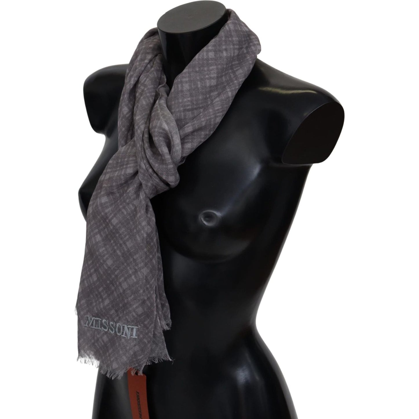 Missoni Elegant Wool Silk Blend Plaid Scarf Missoni