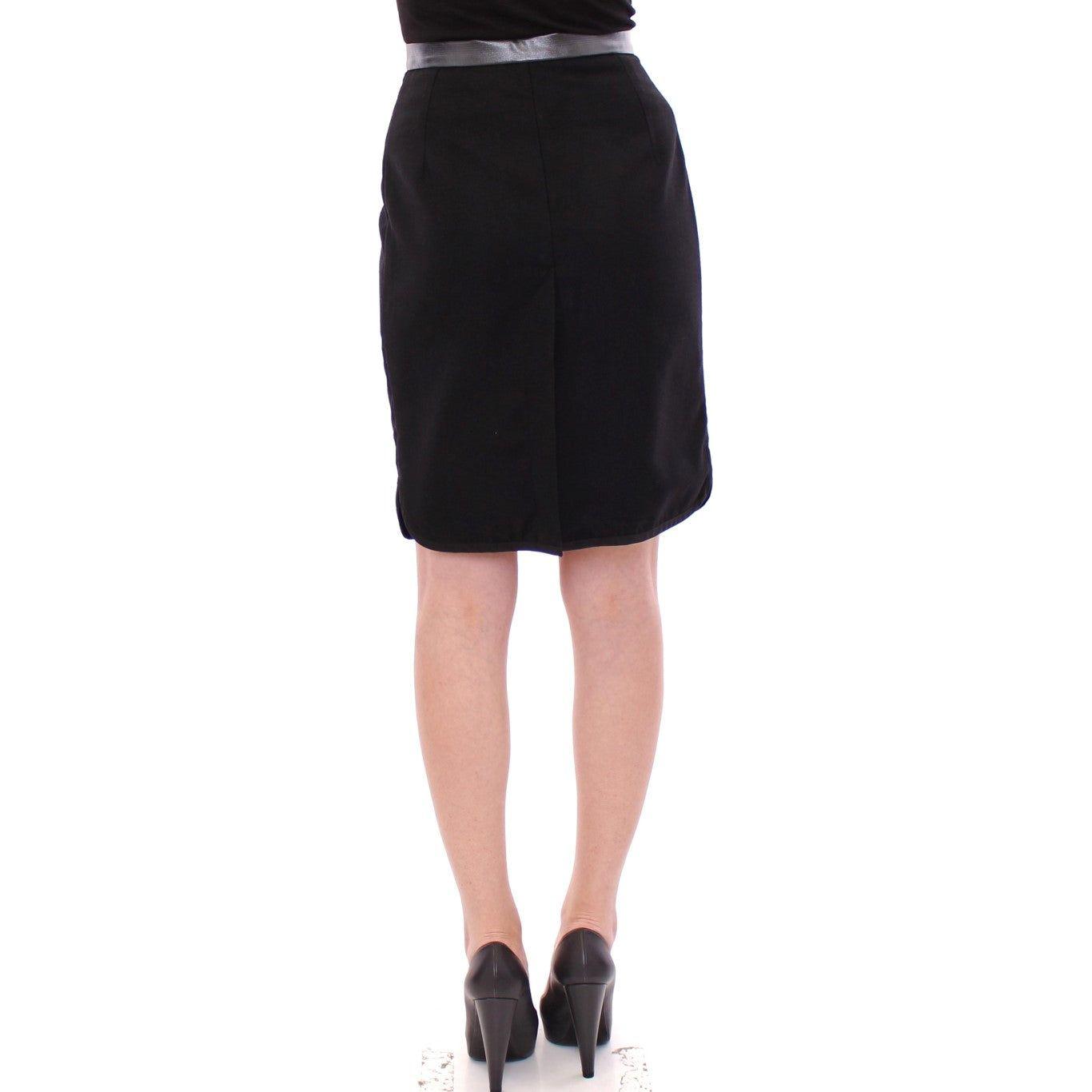 Corrado De Biase Elegant Black Wool-Cotton Blend Skirt Corrado De Biase