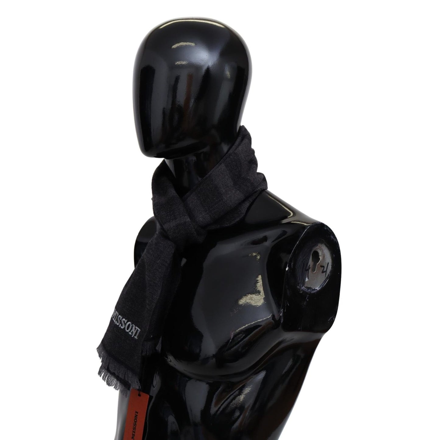 Missoni Black Striped Wool Unisex Neck Wrap Scarf Missoni