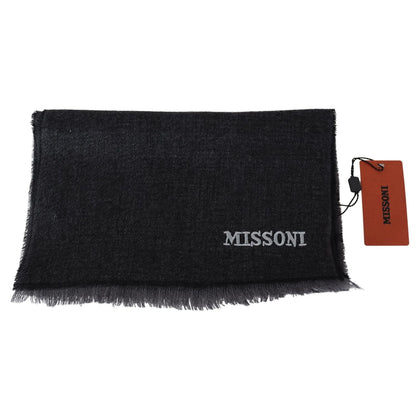 Missoni Black Striped Wool Unisex Neck Wrap Scarf Missoni