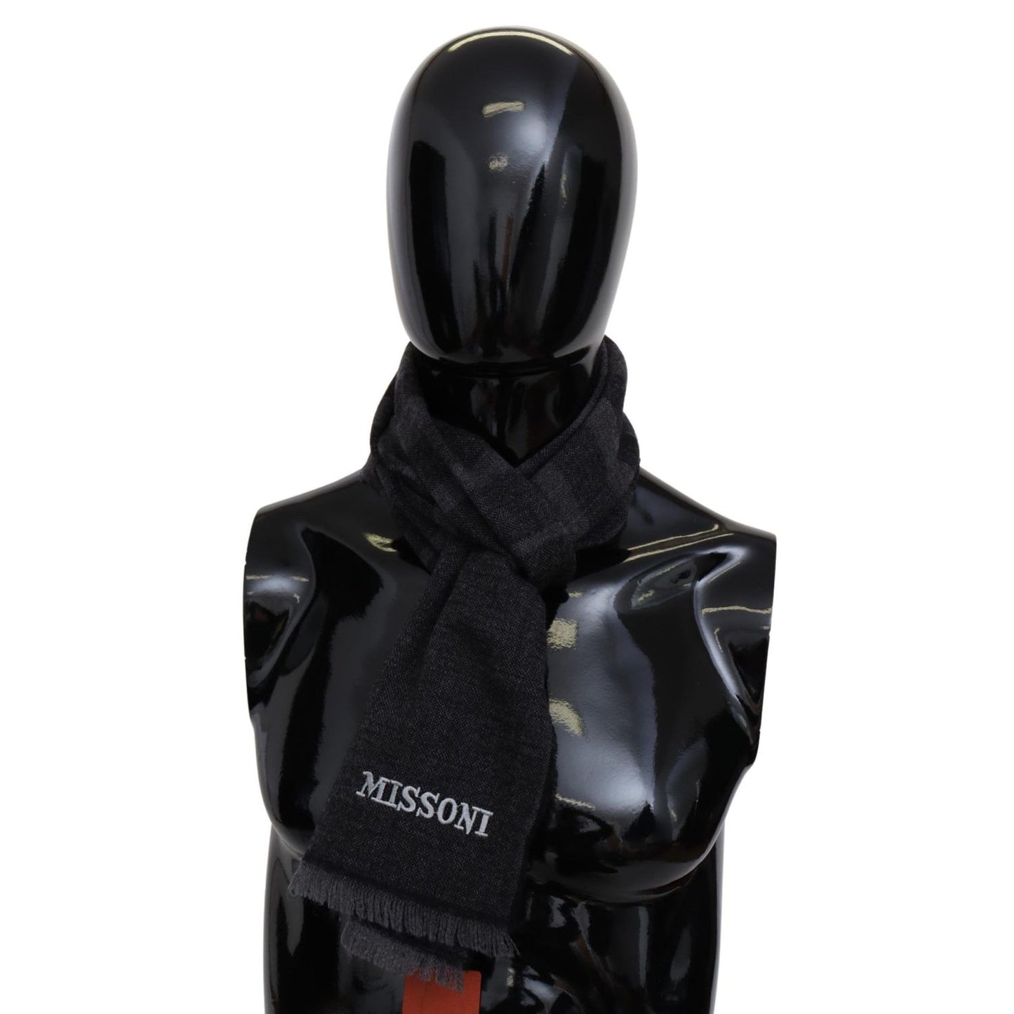 Missoni Black Striped Wool Unisex Neck Wrap Scarf Missoni