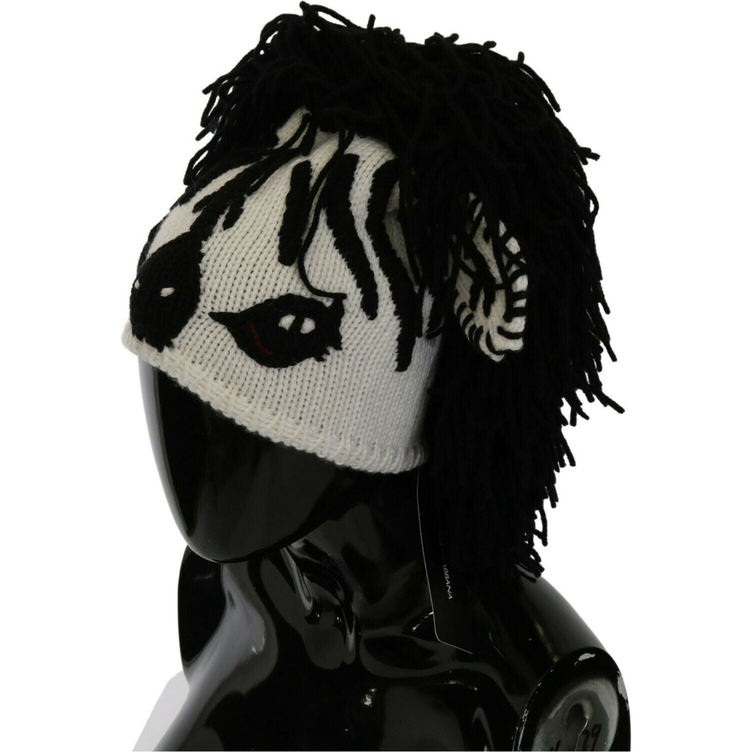 黑白针织羊绒帽