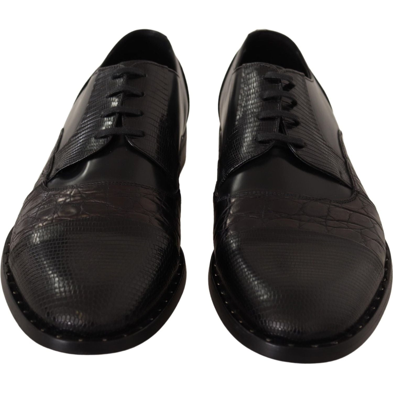 Dolce & Gabbana Black Leather Exotic Skins Formal Shoes