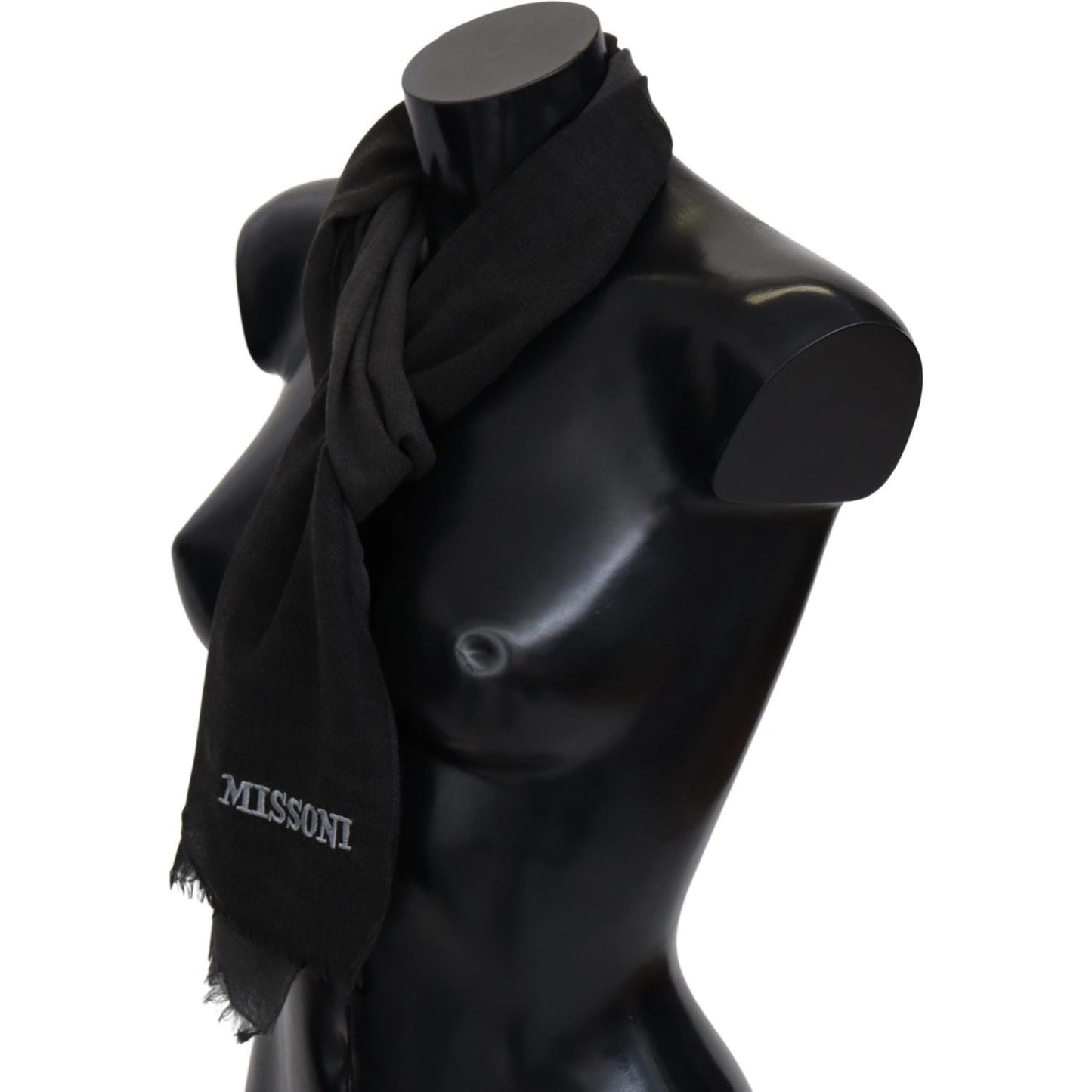 Missoni Black 100% Wool Unisex Neck Wrap Scarf Missoni