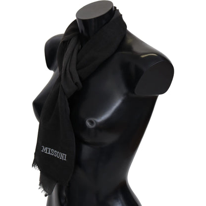 Missoni Black 100% Wool Unisex Neck Wrap Scarf Missoni