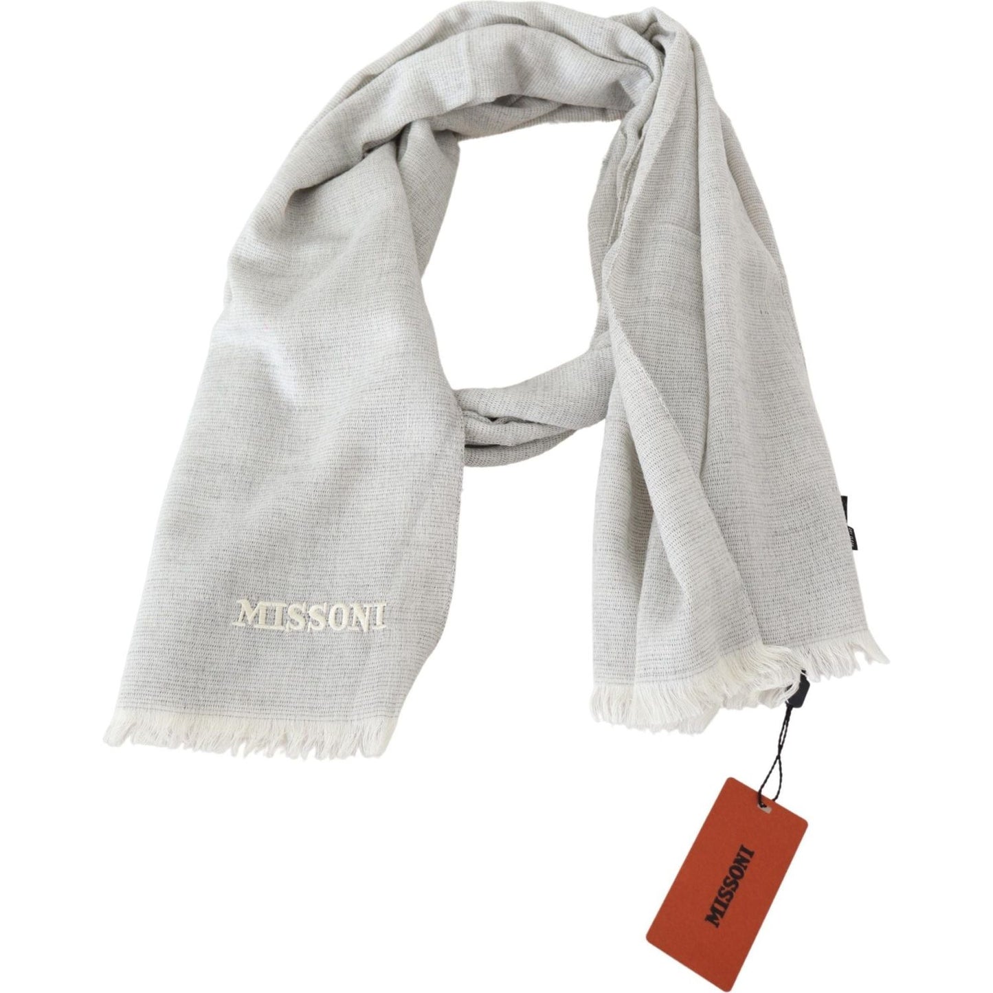 Missoni Gray Wool Knit Unisex Neck Wrap Scarf Missoni