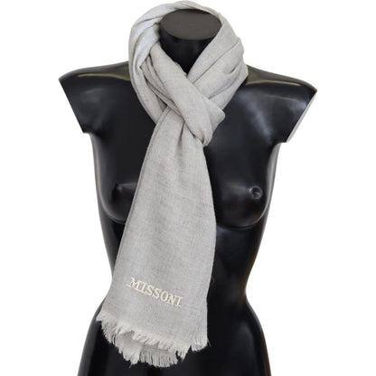 Missoni Gray Wool Knit Unisex Neck Wrap Scarf Missoni