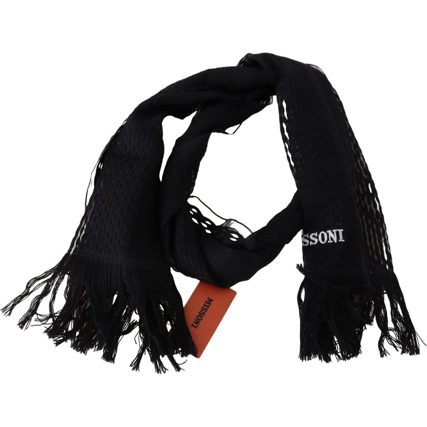 Missoni Black Wool Unisex Neck Warmer Wrap Scarf Missoni
