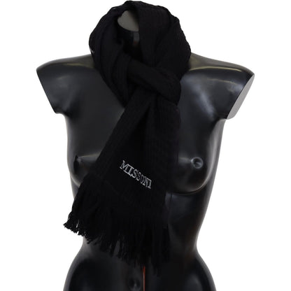 Missoni Black Wool Unisex Neck Warmer Wrap Scarf Missoni