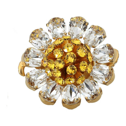Dolce & Gabbana Gold Brass Yellow Crystal Flower Ring Dolce & Gabbana