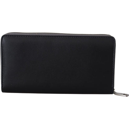 Dolce & Gabbana Black Zip Around Continental Clutch Leather Wallet Dolce & Gabbana