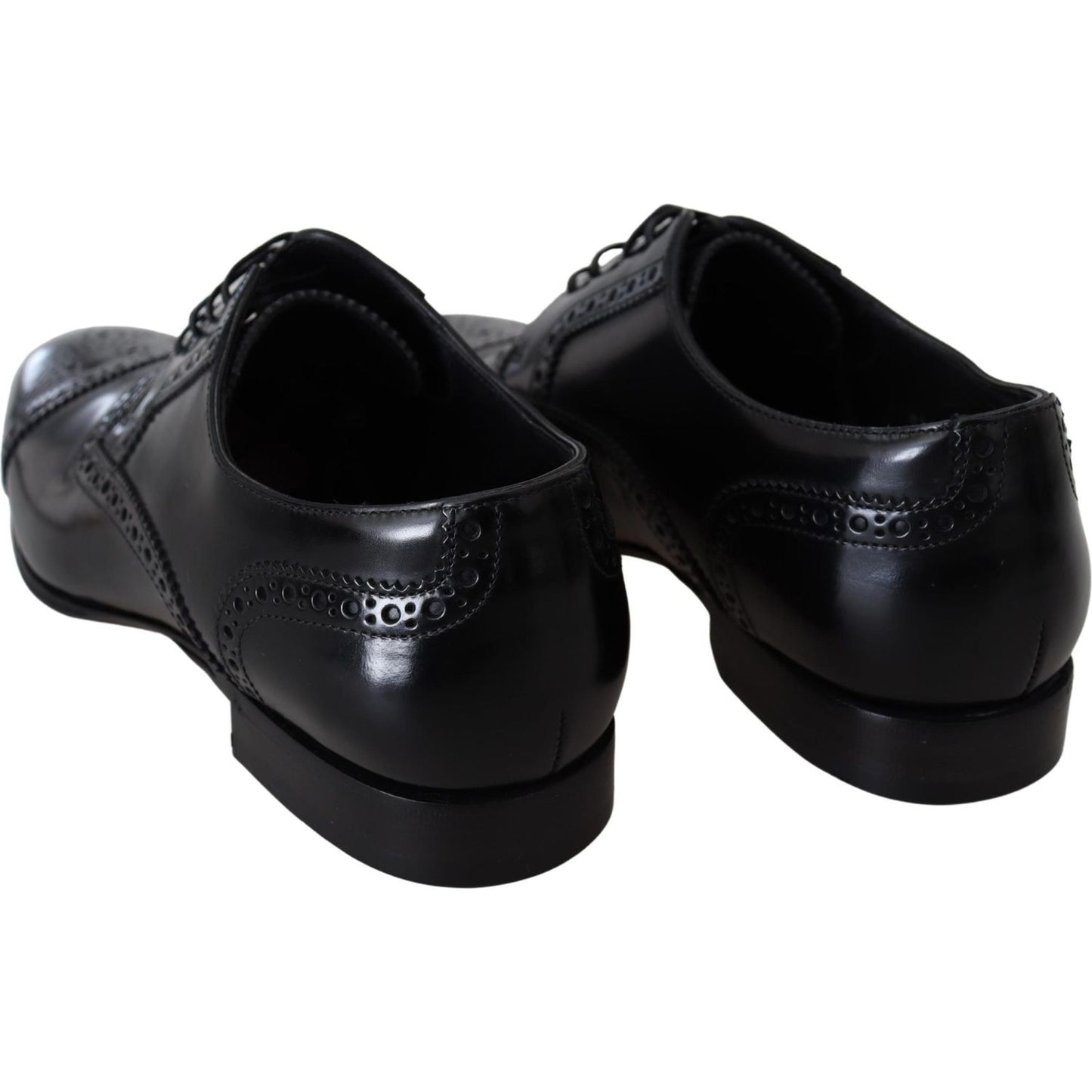 Dolce & Gabbana Black Leather Men Derby Formal Loafers Shoes