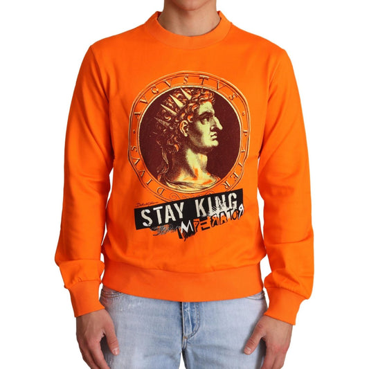 Dolce & Gabbana Orange King Ceasar Cotton Pullover Sweater Dolce & Gabbana