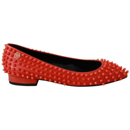Philipp Plein Orange Leather Ballerina WHAT I DO Flats Shoes Philipp Plein