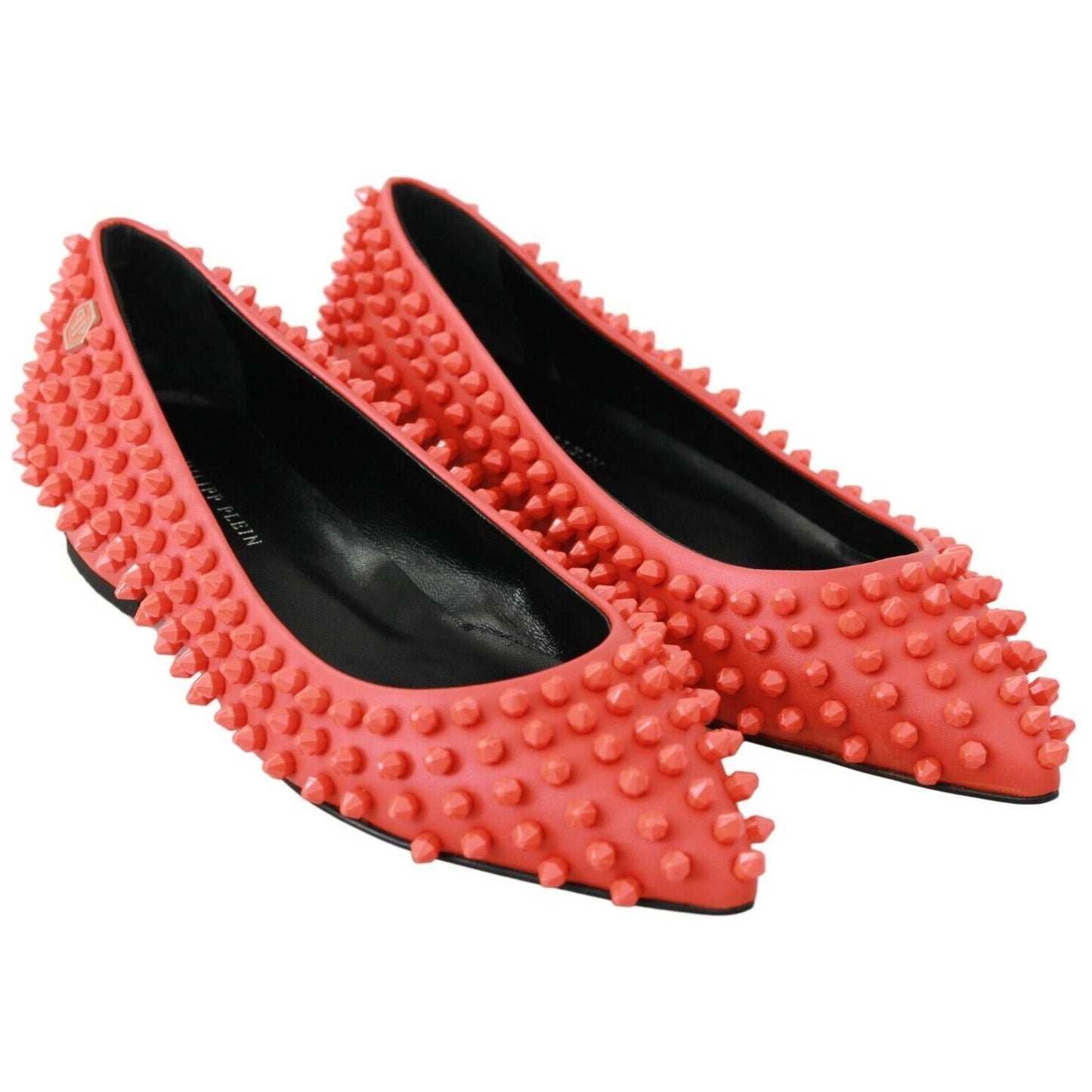 Philipp Plein Orange Leather Ballerina WHAT I DO Flats Shoes Philipp Plein