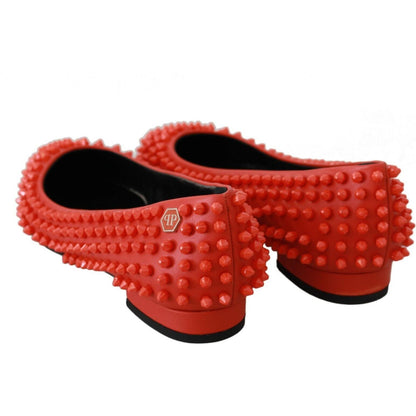Philipp Plein Orange Leather Ballerina WHAT I DO Flats Shoes Philipp Plein