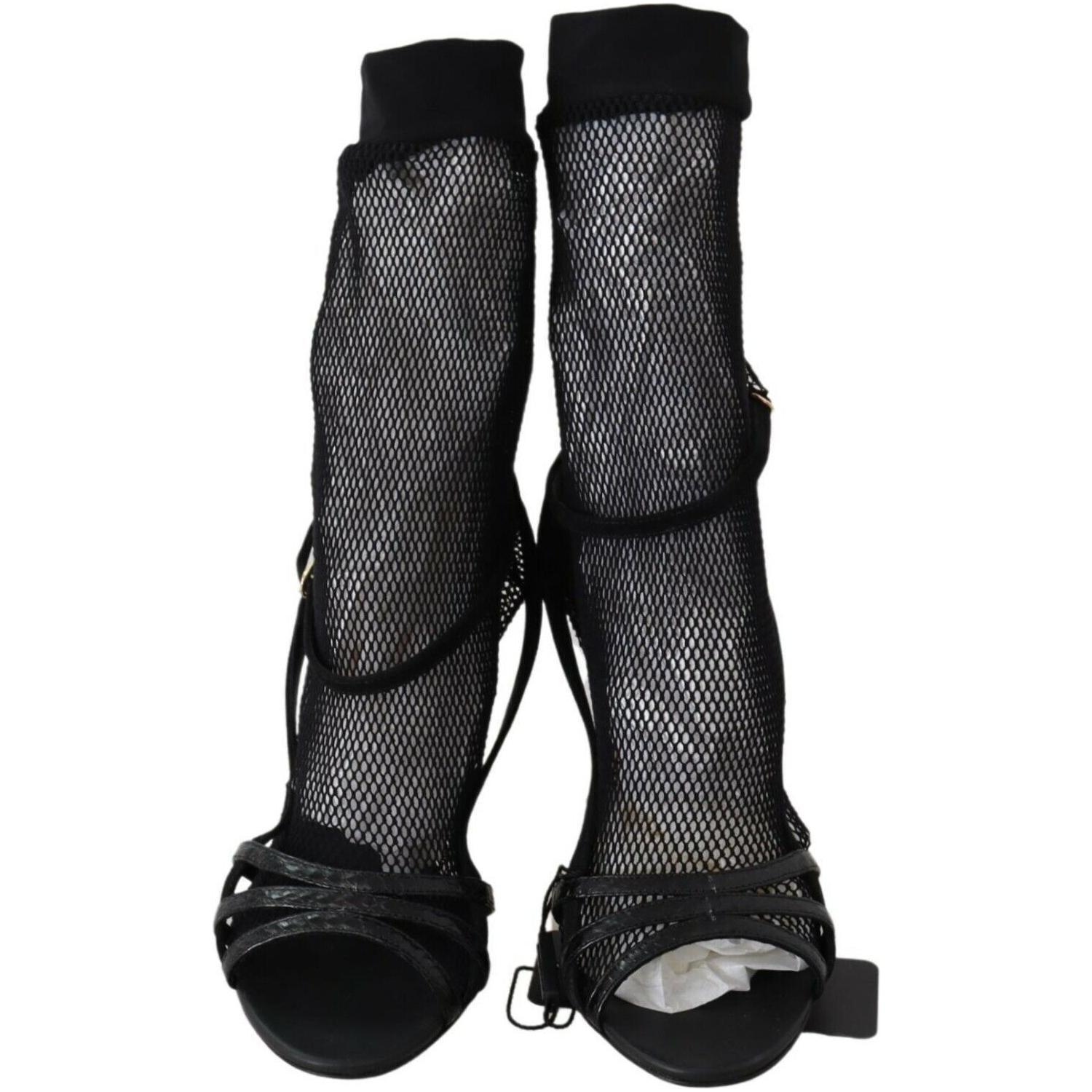 Dolce & Gabbana Black Suede Short Boots Sandals Shoes