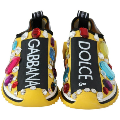 Dolce & Gabbana Yellow Multicolor Crystals Sneakers Shoes