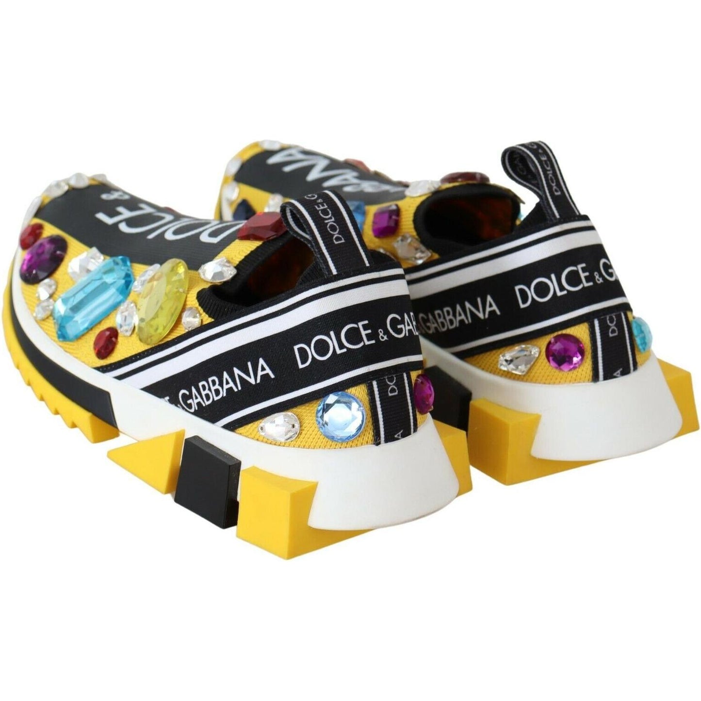 Dolce & Gabbana Embellished Yellow Sorrento Sneakers Dolce & Gabbana