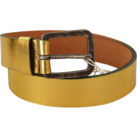 John Galliano Elegant Gold Genuine Leather Men's Belt MAN BELTS John Galliano