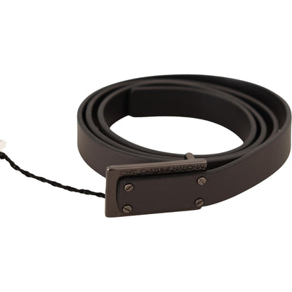 Costume National Dark Brown Leather Logo Buckle Belt Costume National