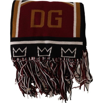Dolce & Gabbana Multicolor Wool Knit DG King Shawl Wrap Scarf Dolce & Gabbana