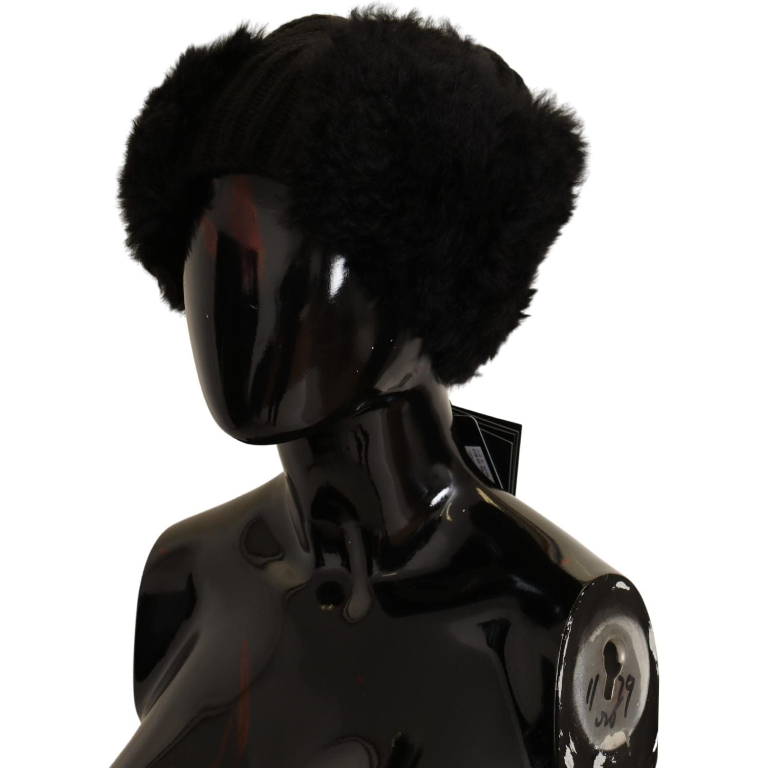 优雅黑色羊绒羊驼毛毛帽