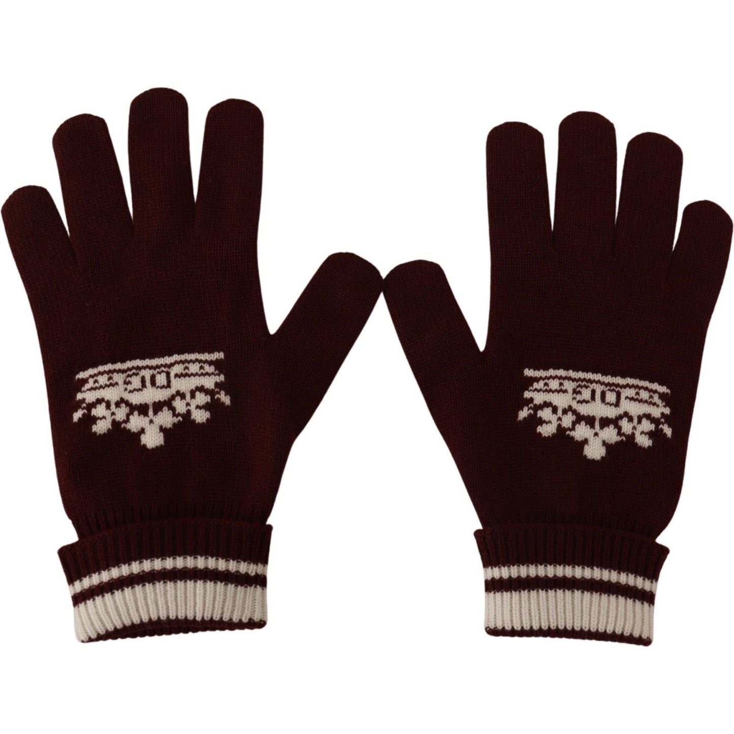 Dolce & Gabbana Red White D&G Logo Crown Cashmere Gloves Dolce & Gabbana