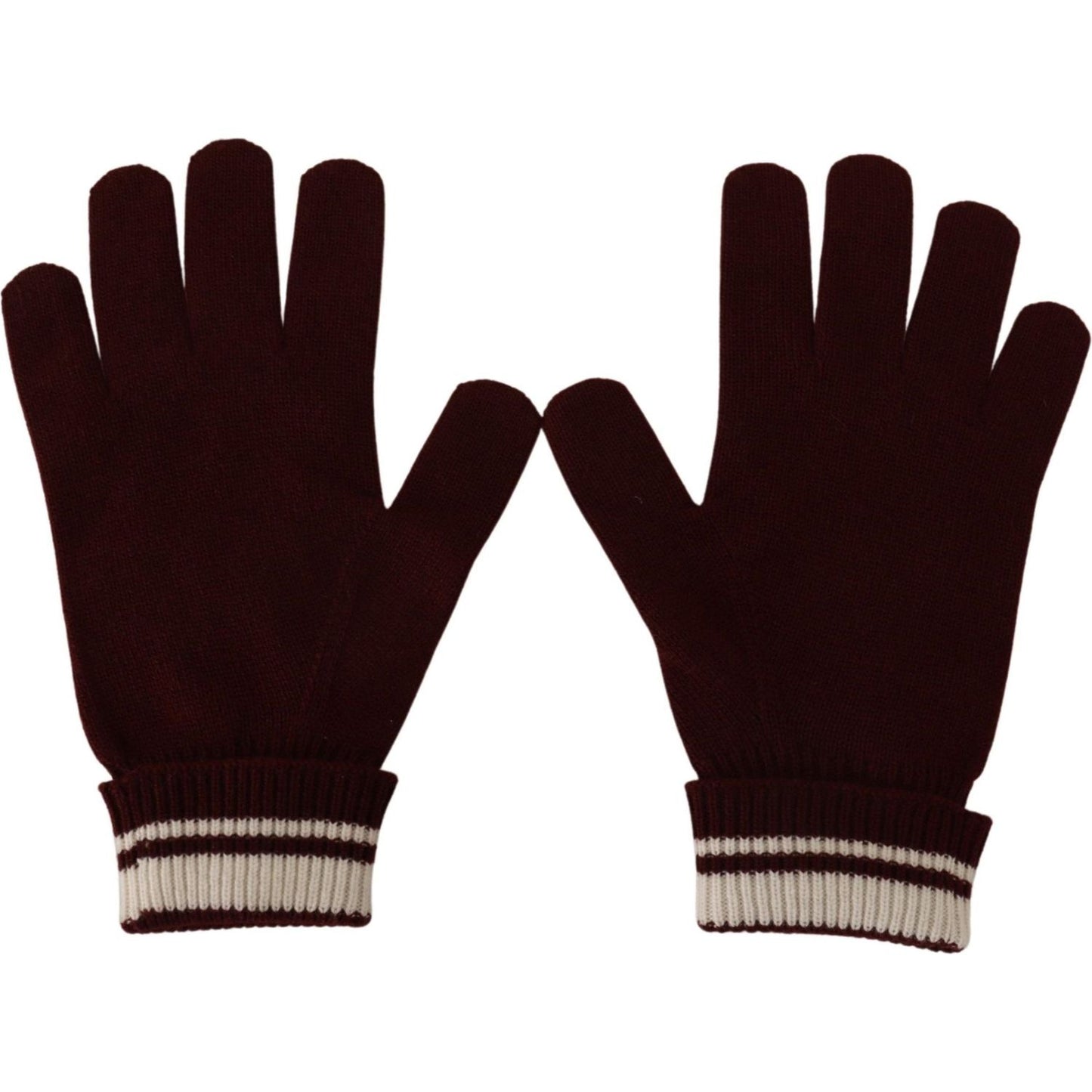 Dolce & Gabbana Red White D&G Logo Crown Cashmere Gloves Dolce & Gabbana