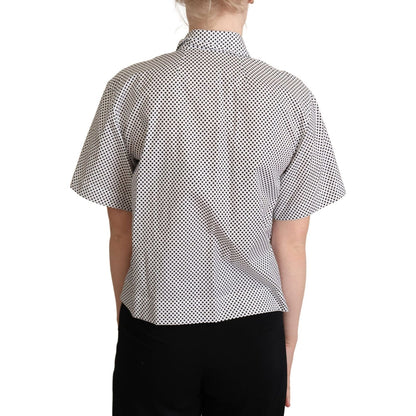 Dolce & Gabbana Black Polka Dot Collared Shirt White 1728,67345645728,Black,Clothing,Dolce & Gabbana,IT42|M,Material: 100% Cotton,New with tags,Shirts - Clothing,Shirts - Women - Clothing,Shortsleeve - Shirts - Clothing,Women,Women - Clothing