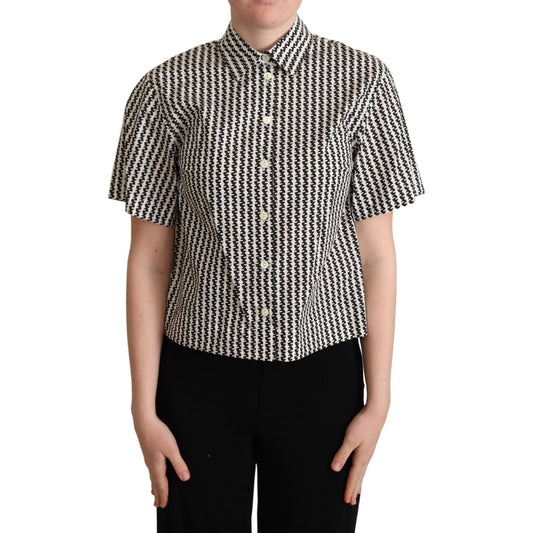 Dolce & Gabbana White Black Fantasy Pattern Shirt 1728,67345645728,Clothing,Dolce & Gabbana,IT40|S,Material: 100% Cotton,New with tags,Pattern - Shirts - Clothing,Shirts - Clothing,Shirts - Women - Clothing,Shortsleeve - Shirts - Clothing,White,Women,Wome