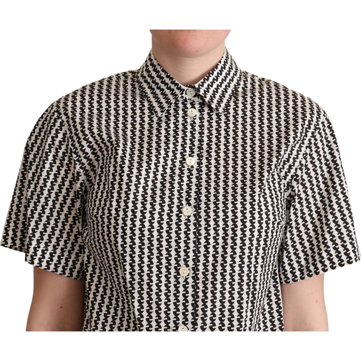 Dolce & Gabbana White Black Fantasy Pattern Shirt 1728,67345645728,Clothing,Dolce & Gabbana,IT40|S,Material: 100% Cotton,New with tags,Pattern - Shirts - Clothing,Shirts - Clothing,Shirts - Women - Clothing,Shortsleeve - Shirts - Clothing,White,Women,Wome