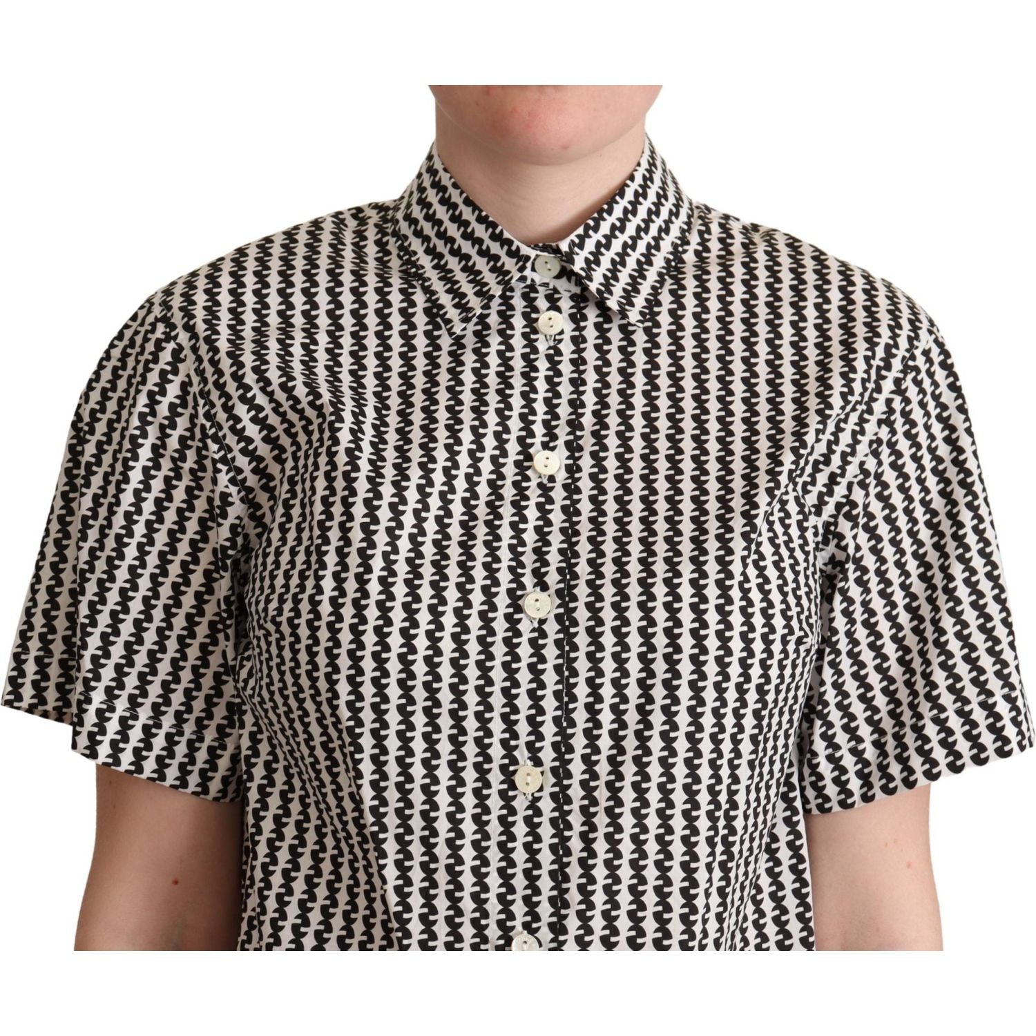 Dolce & Gabbana White Black Fantasy Pattern Shirt