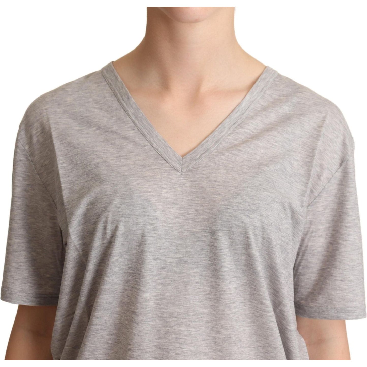 Dolce & Gabbana Gray Solid 100% Cotton V-neck Top T-shirt 1728,67345645728,Clothing,Dolce & Gabbana,Gray,IT40|S,Material: 100% Cotton,New with tags,T-Shirts - Clothing,T-Shirts - T-Shirts - Clothing,Tops & T-Shirts - Women - Clothing,Women,Women - Clothin