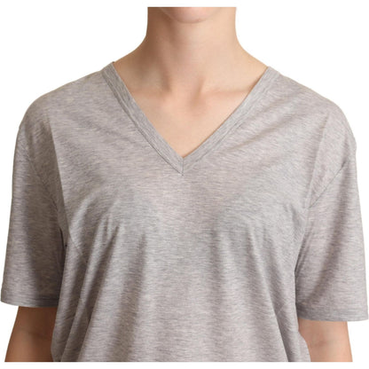 Dolce & Gabbana Gray Solid 100% Cotton V-neck Top T-shirt 1728,67345645728,Clothing,Dolce & Gabbana,Gray,IT40|S,Material: 100% Cotton,New with tags,T-Shirts - Clothing,T-Shirts - T-Shirts - Clothing,Tops & T-Shirts - Women - Clothing,Women,Women - Clothin