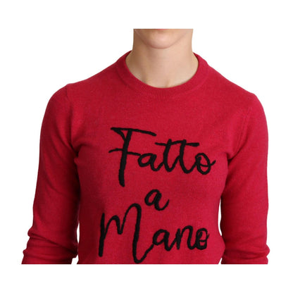 Dolce & Gabbana Pink Embroidered Cashmere Wool Pullover Sweater