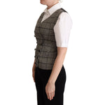 Dolce & Gabbana Elegant Checkered Gray Silk Blend Vest Dolce & Gabbana Light Gray
