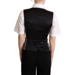 Dolce & Gabbana Elegant Checkered Gray Silk Blend Vest Dolce & Gabbana Gray