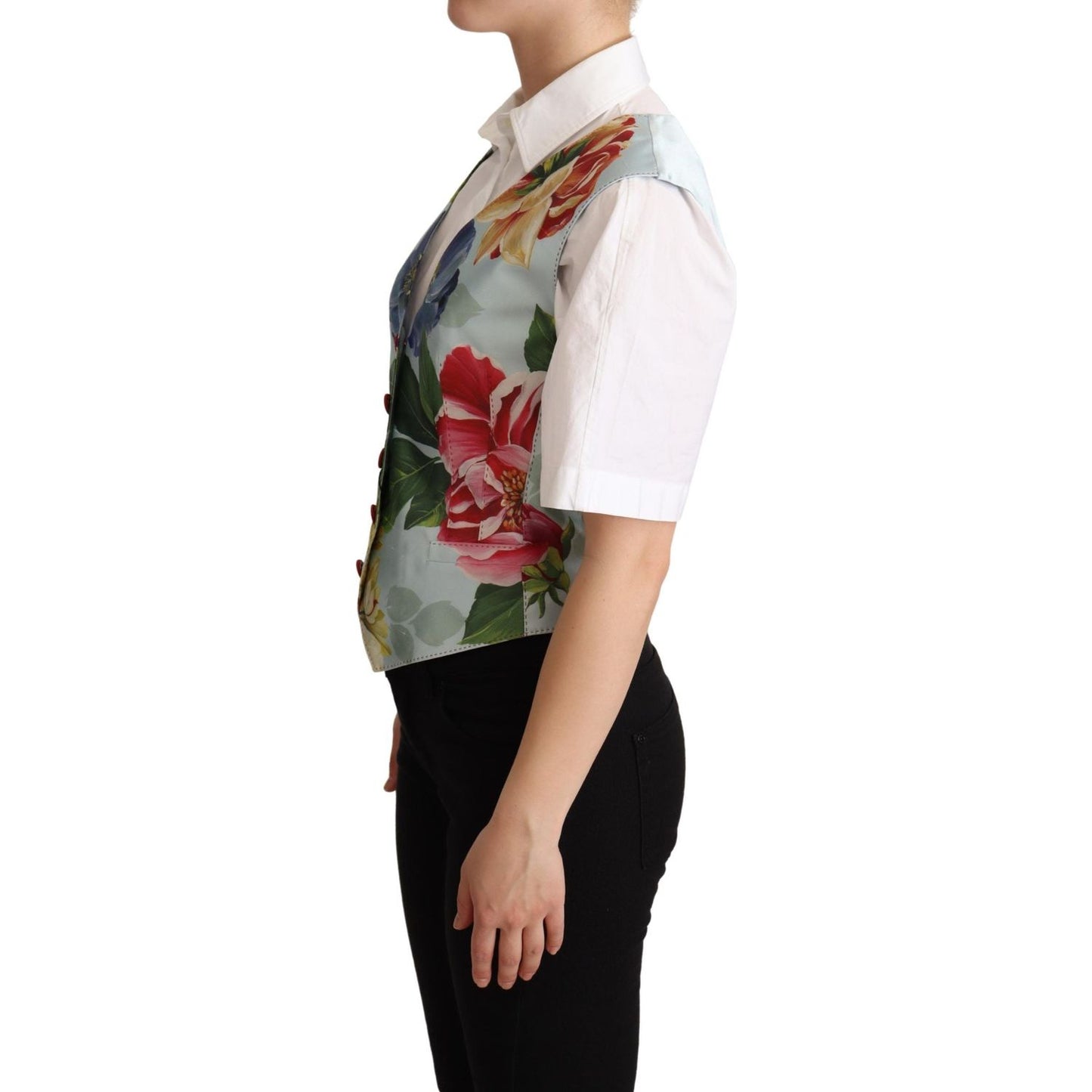 Dolce & Gabbana Elegant Floral Print Silk Waistcoat Dolce & Gabbana