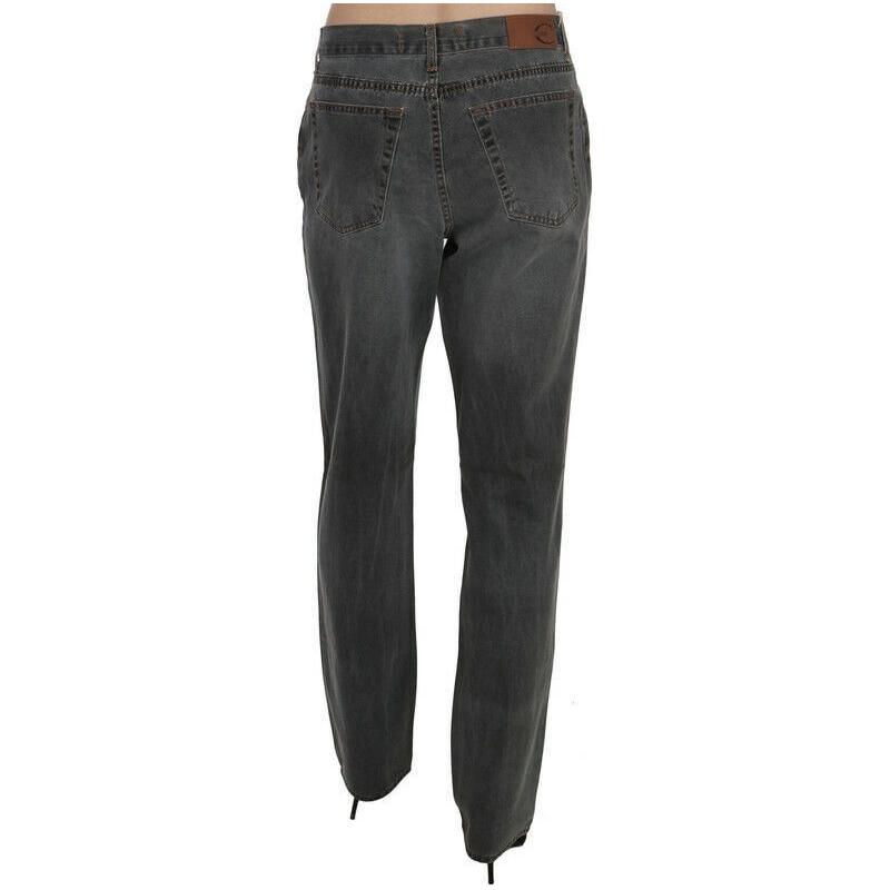 Just Cavalli Chic Gray Mid Waist Straight Leg Jeans Just Cavalli