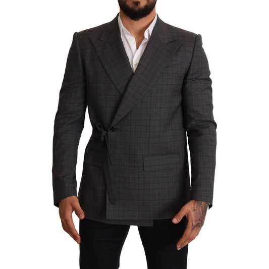 Dolce & Gabbana Chic Gray Check Martini Slim Fit Double-Breasted Blazer Dolce & Gabbana