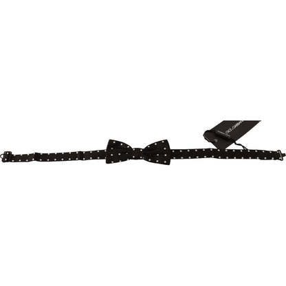 Dolce & Gabbana Black White Polka Dot Silk Adjustable Neck Papillon Bow Tie Dolce & Gabbana