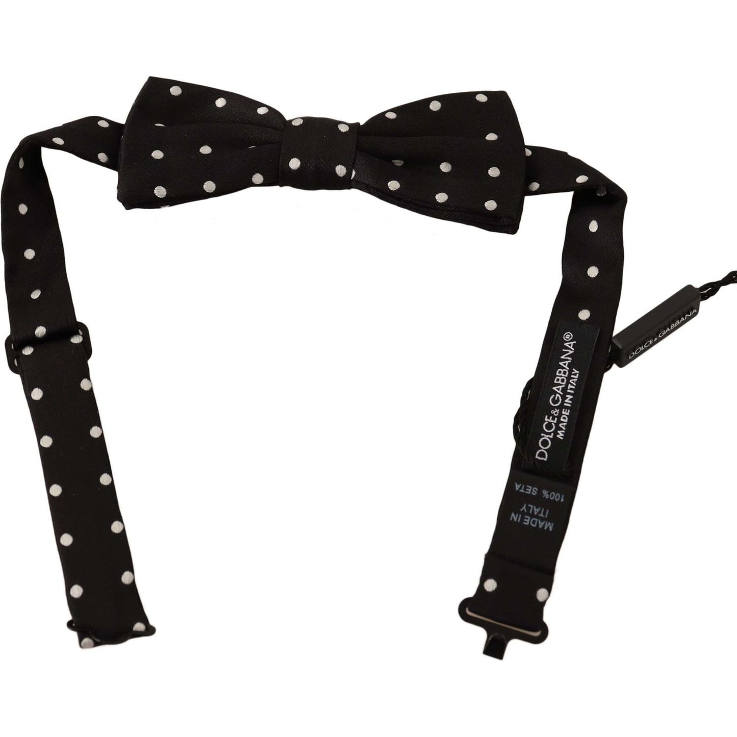 Dolce & Gabbana Black White Polka Dot Silk Adjustable Neck Papillon Bow Tie Dolce & Gabbana